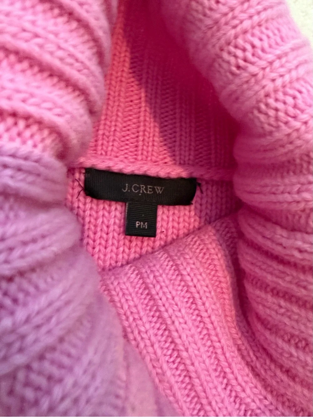 J. Crew Bubble Gum Pink Cableknit Turtleneck Sweater Women’s Petite Medium